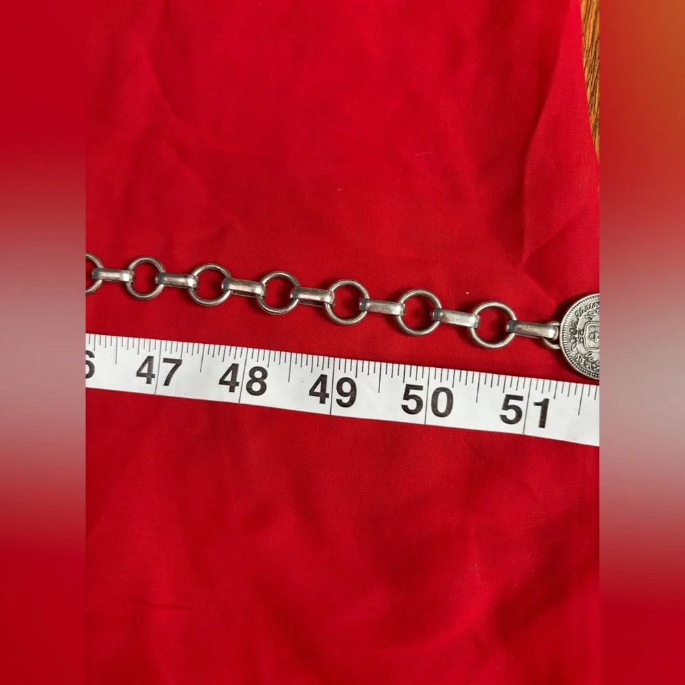 Chico’s Antiqued Silver Parker Coin Chain Belt